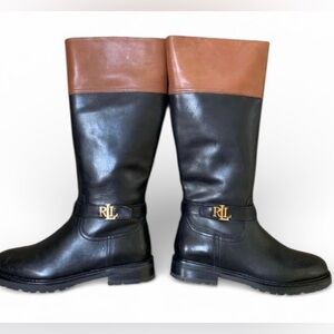 Lauren Ralph Lauren Everly Tall Riding Boots – Black & Brown – Women’s 6.5